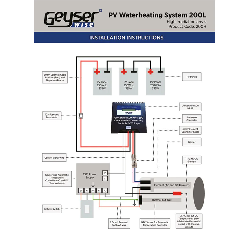 Geyserwise PV Solar Water Heating Kit for 200L - Image 3