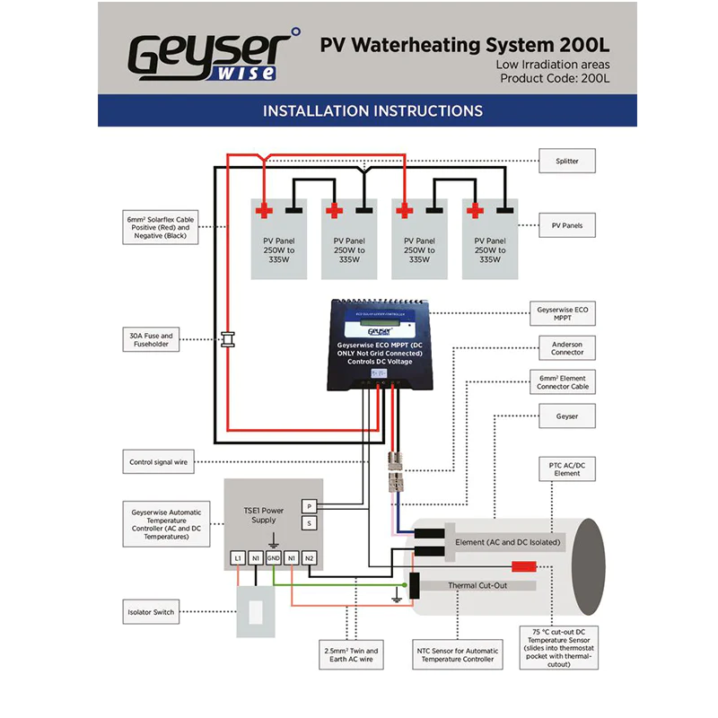 Geyserwise PV Solar Water Heating Kit for 200L - Image 2
